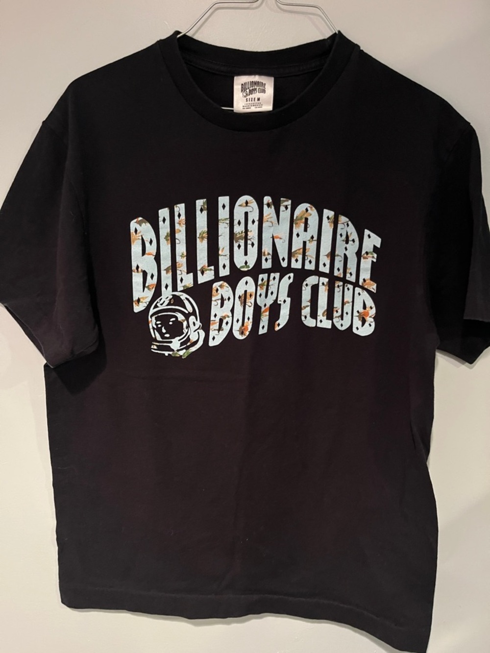 Billionaire Boys Club Black Tee with Blue & Tan Floral Logo